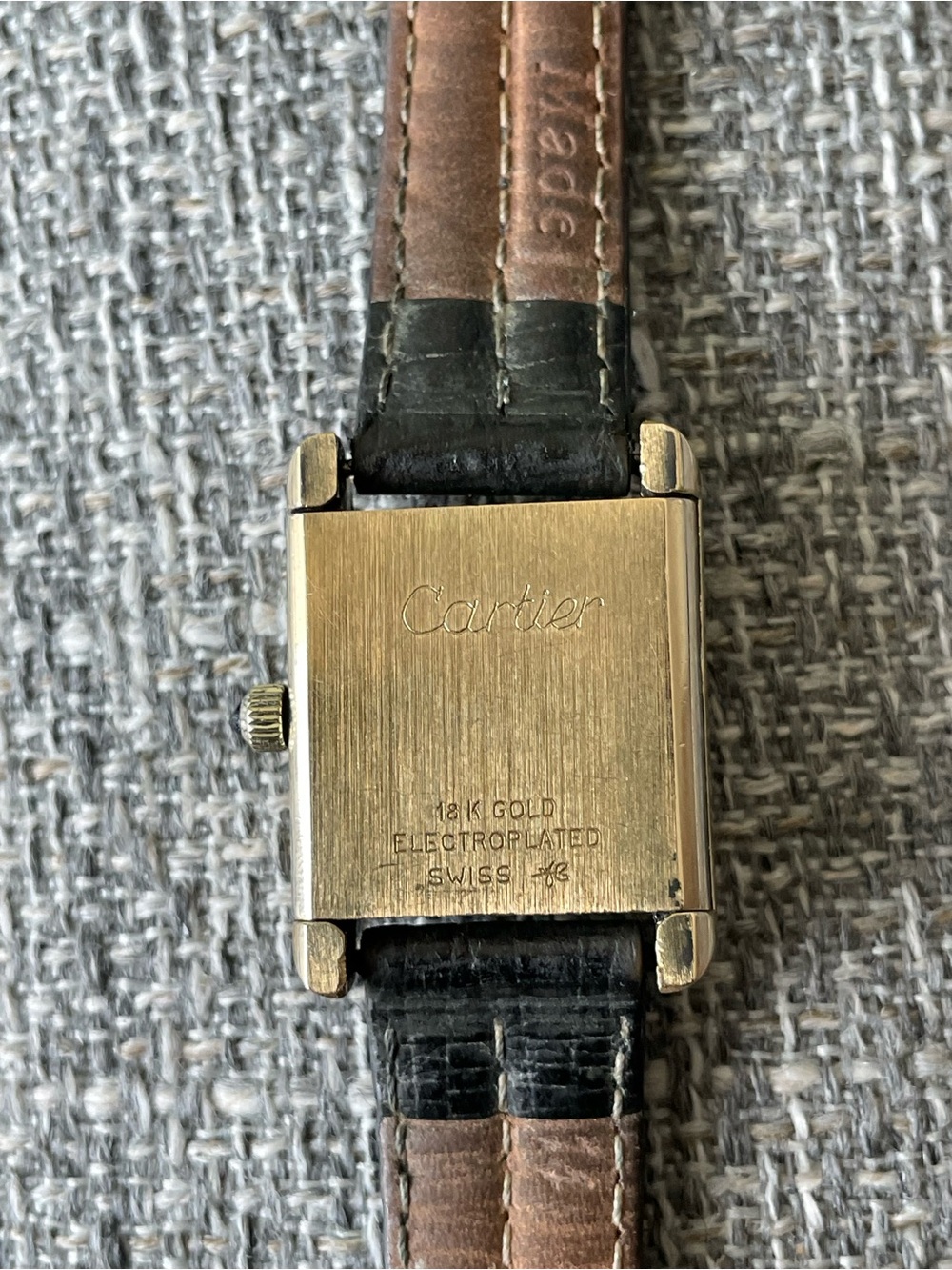 1970’s Vintage Must De Cartier Tank, Gold Plated, Sapphire Cabochon, Manual Wind - Picture 3 of 15